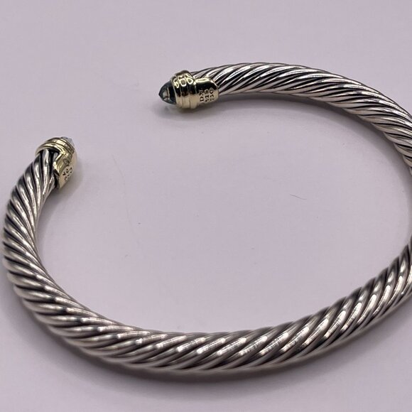 David Yurman Cable Classics Bracelet with Prasiolite in Silver with 18K Gold - Picture 7 of 9